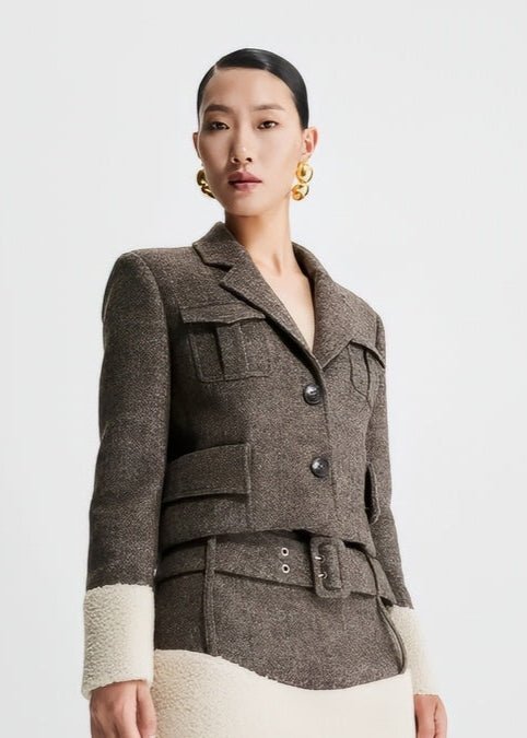 Tweed patchwork cropped jacket - Vera Lumina