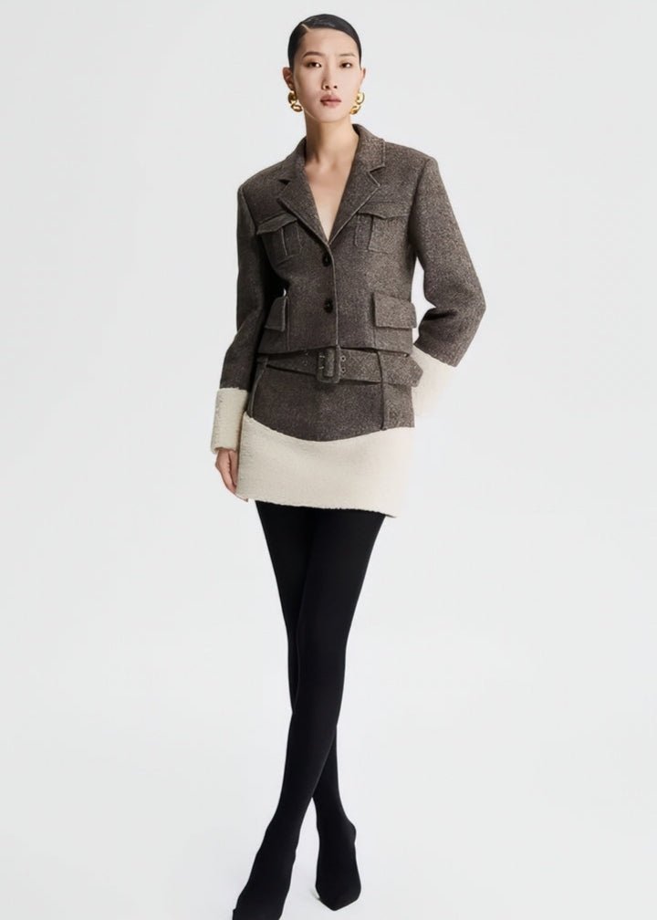 Tweed patchwork cropped jacket - Vera Lumina