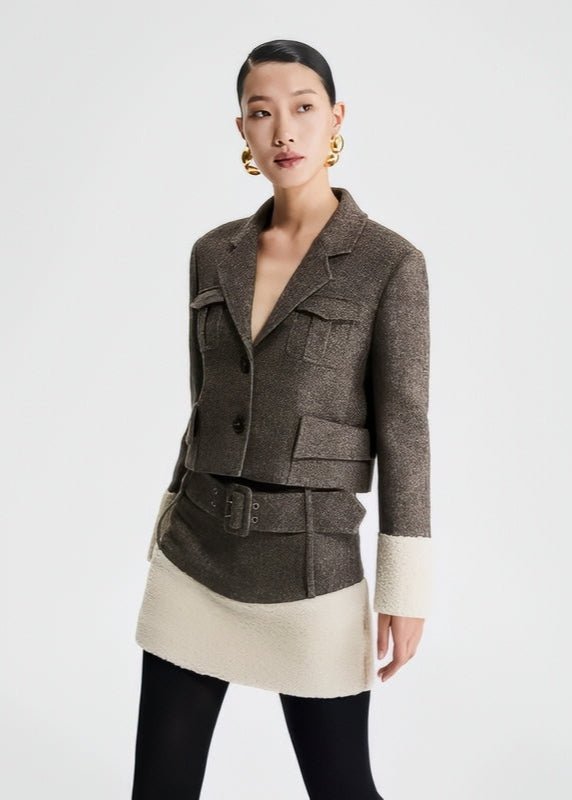 Tweed patchwork cropped jacket - Vera Lumina