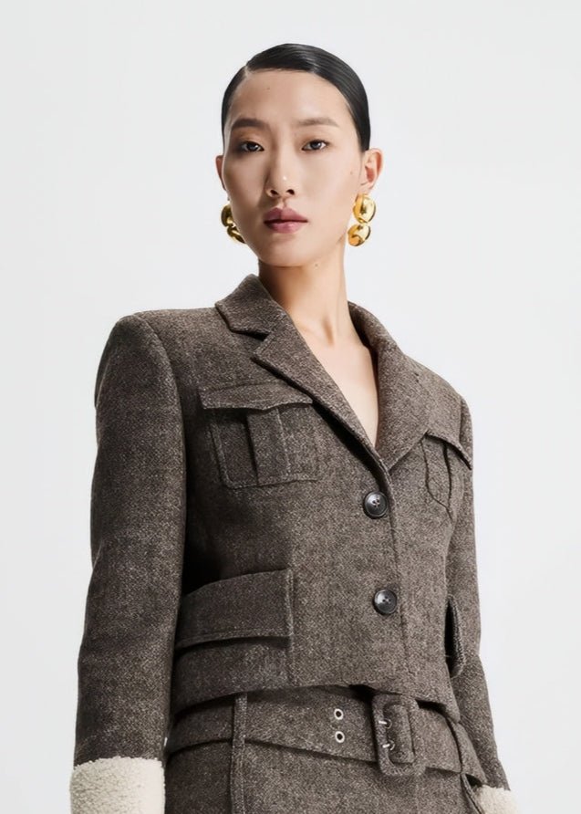 Tweed patchwork cropped jacket - Vera Lumina