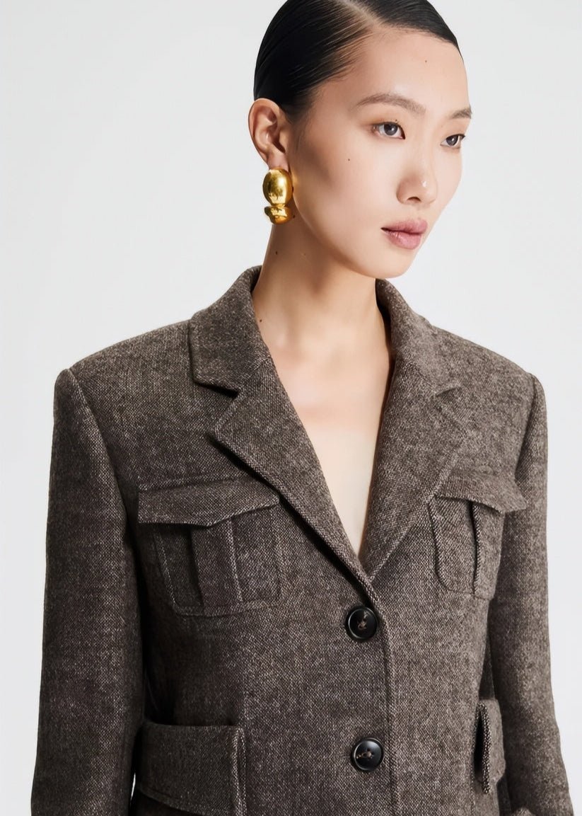 Tweed patchwork cropped jacket - Vera Lumina