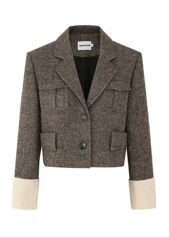 Tweed patchwork cropped jacket - Vera Lumina