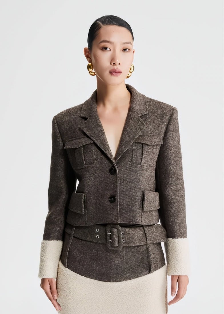 Tweed patchwork cropped jacket - Vera Lumina