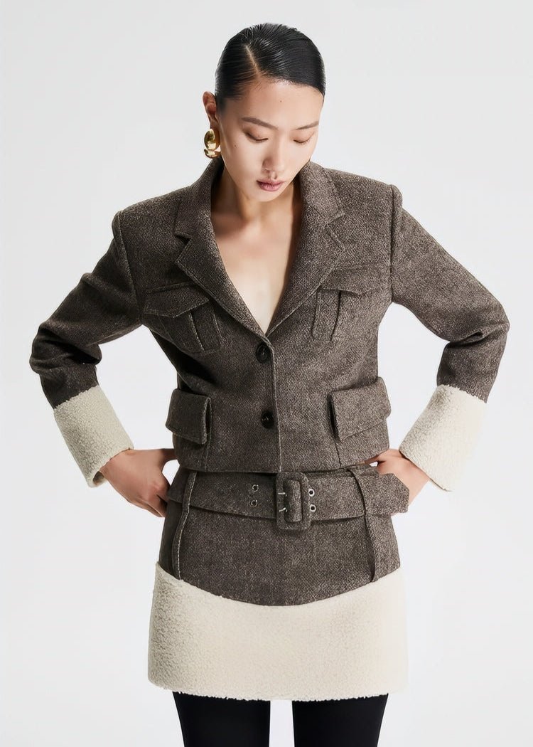 Tweed patchwork cropped jacket - Vera Lumina