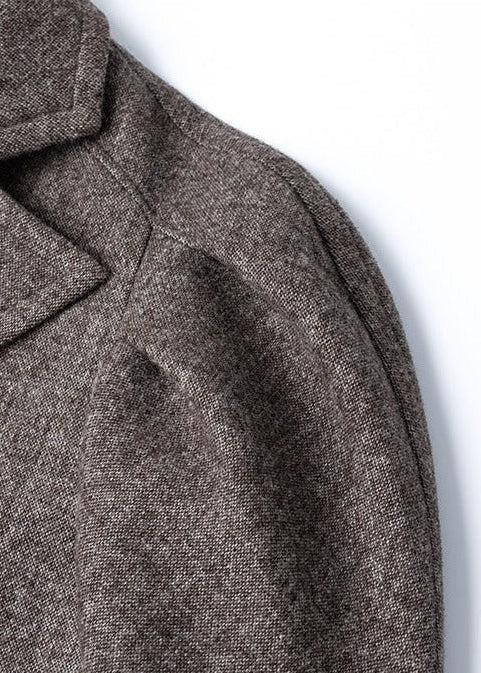 Tweed Trench Long Wool Coat - Vera Lumina