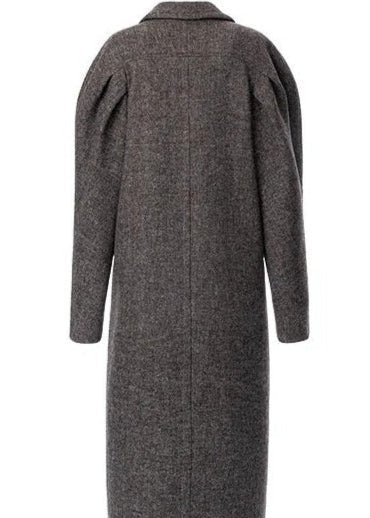 Tweed Trench Long Wool Coat - Vera Lumina