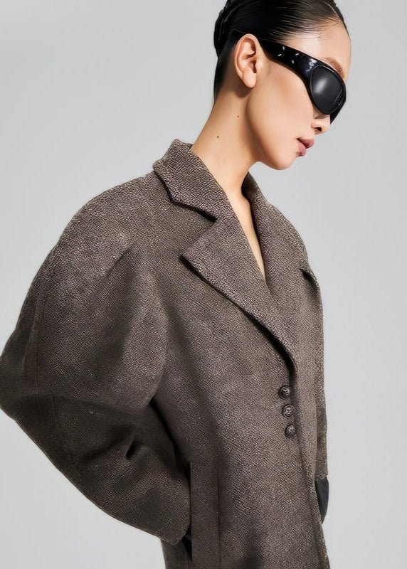 Tweed Trench Long Wool Coat - Vera Lumina