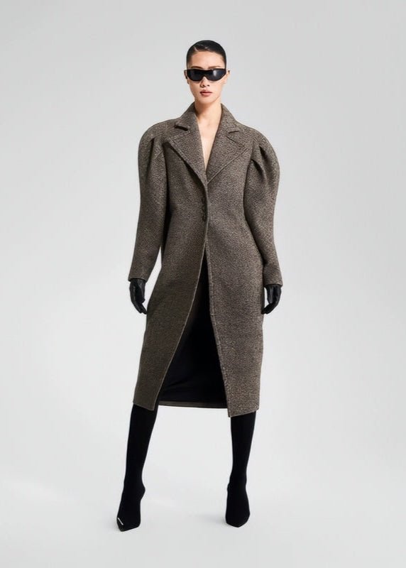 Tweed Trench Long Wool Coat - Vera Lumina