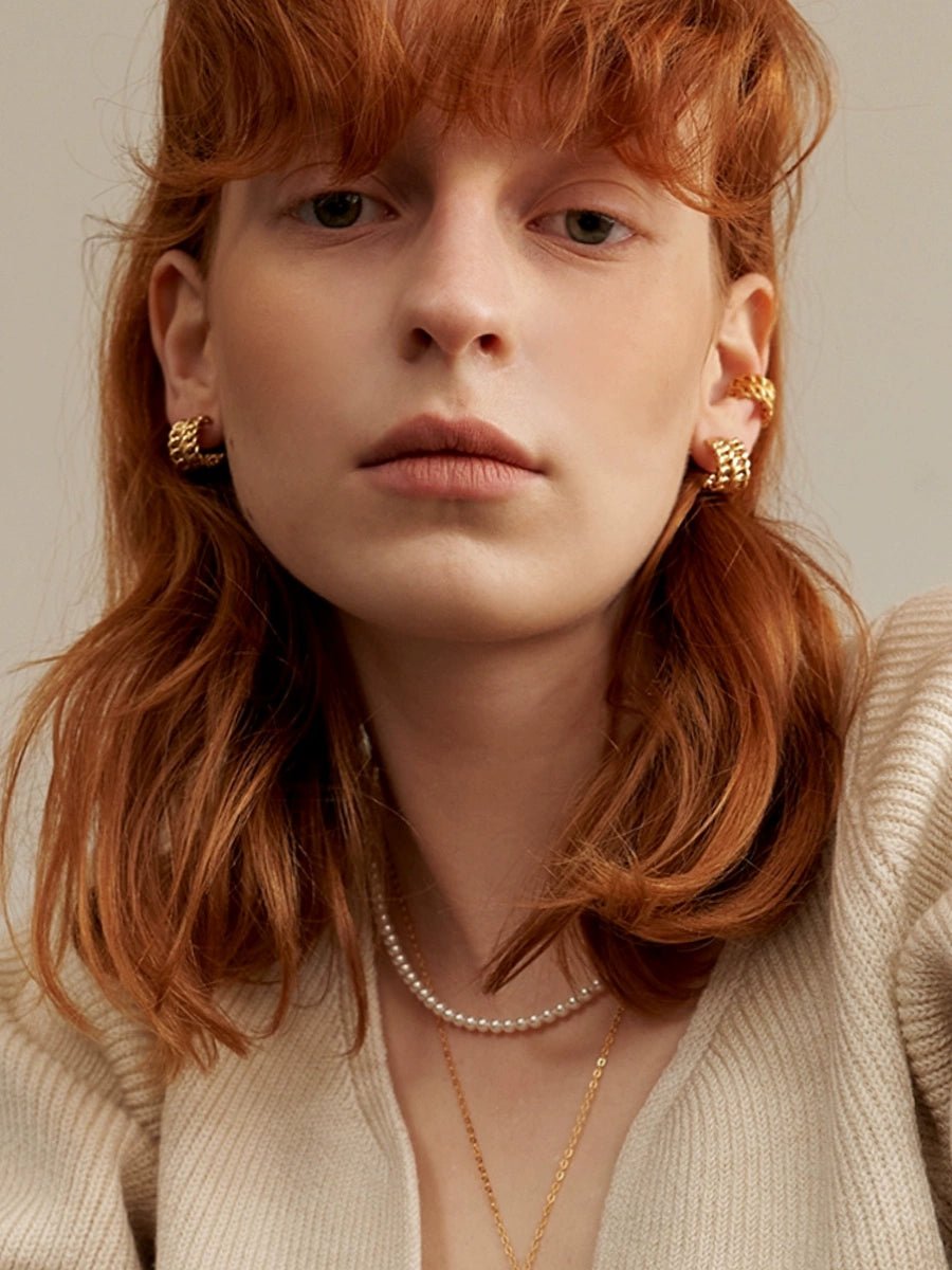 Twist weave chain earrings - Vera Lumina