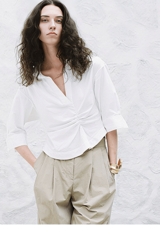 TWISTED DRAPE WRAP BLOUSE - Vera Lumina
