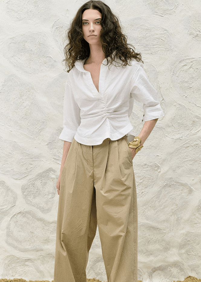 TWISTED DRAPE WRAP BLOUSE - Vera Lumina