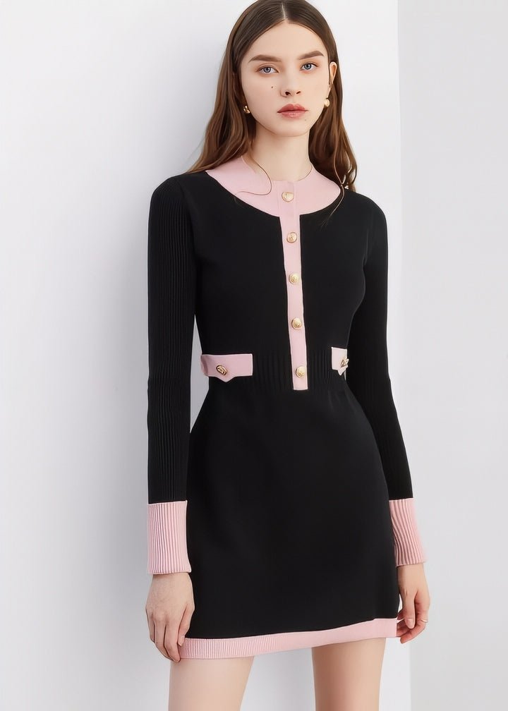 Two - Tone Fitted Knit Dress - Vera Lumina