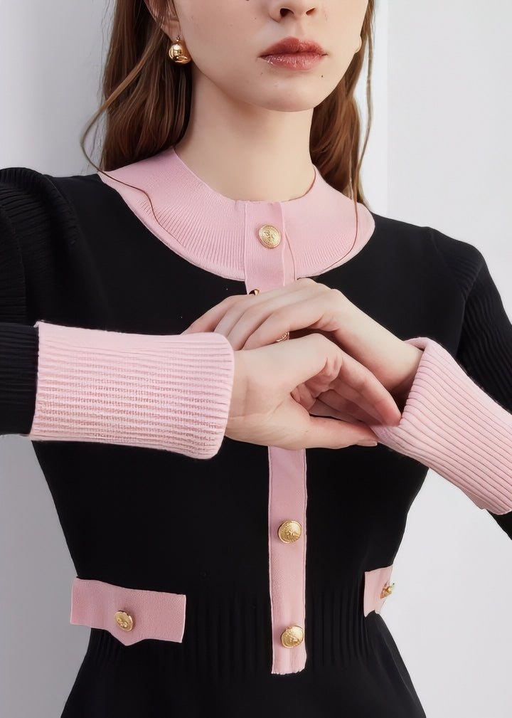 Two - Tone Fitted Knit Dress - Vera Lumina