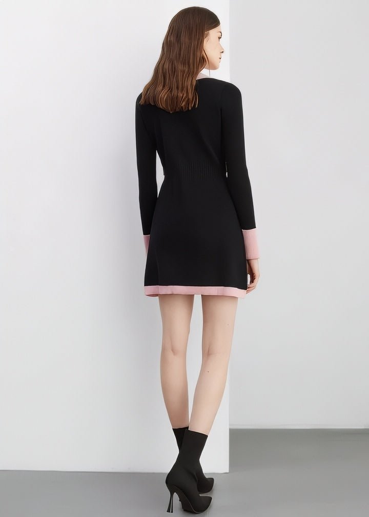 Two - Tone Fitted Knit Dress - Vera Lumina