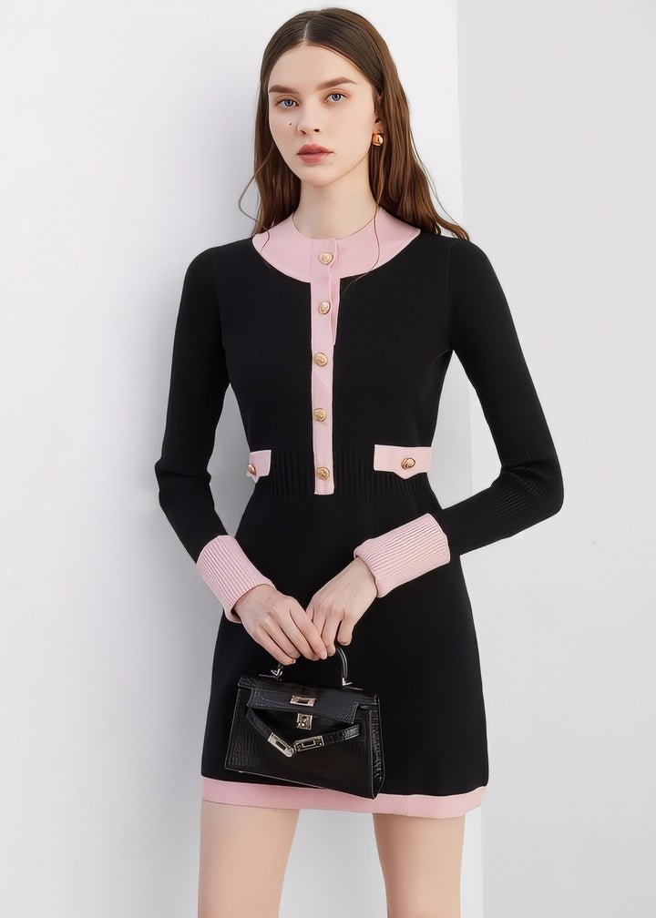 Two - Tone Fitted Knit Dress - Vera Lumina
