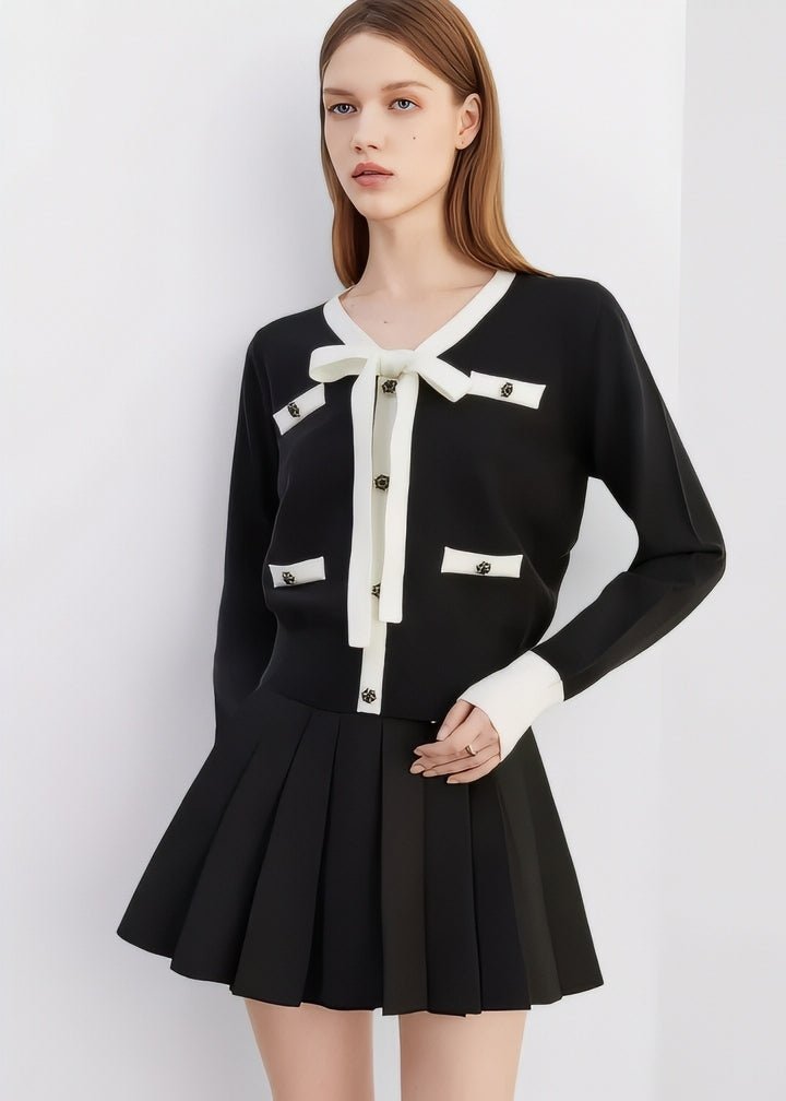 Two - Tone Ribbon Cardigan - Vera Lumina