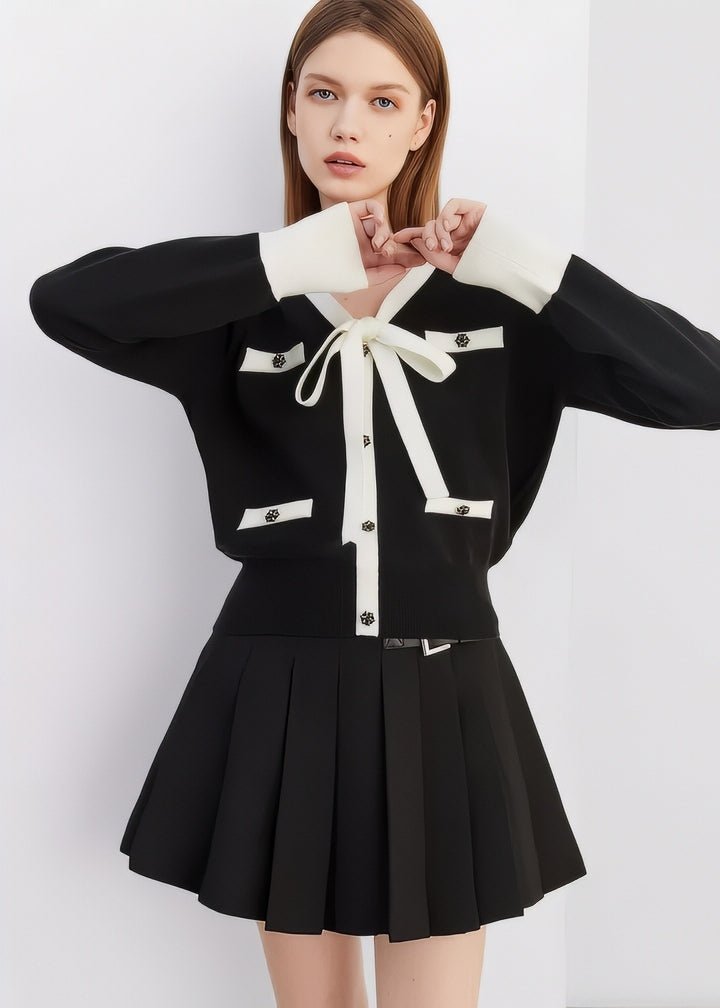Two - Tone Ribbon Cardigan - Vera Lumina