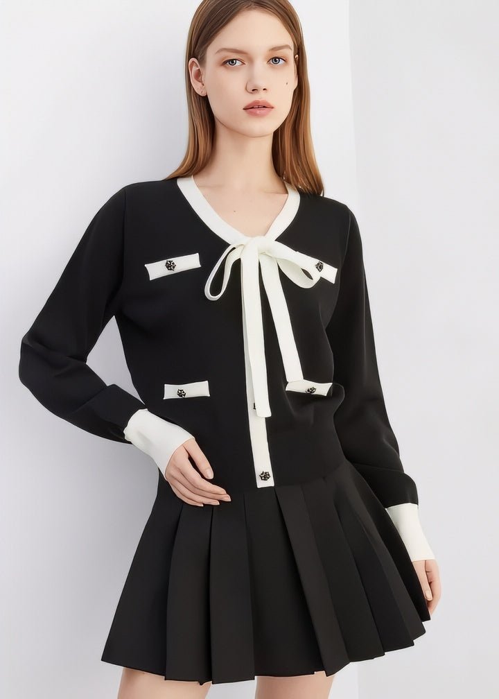 Two - Tone Ribbon Cardigan - Vera Lumina