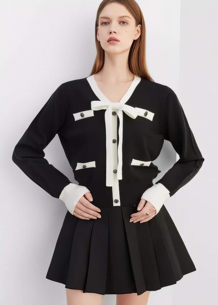 Two - Tone Ribbon Cardigan - Vera Lumina