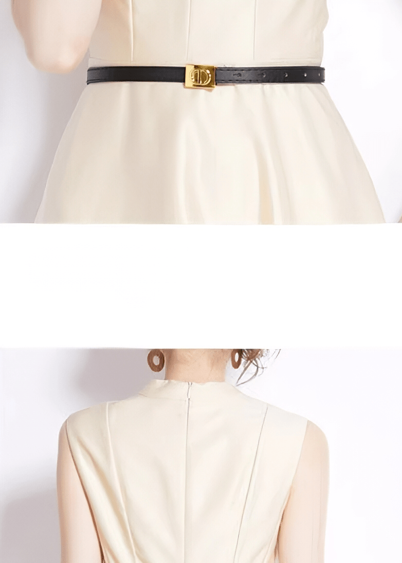 Vネックベルテッドフレアドレス - Vera Lumina