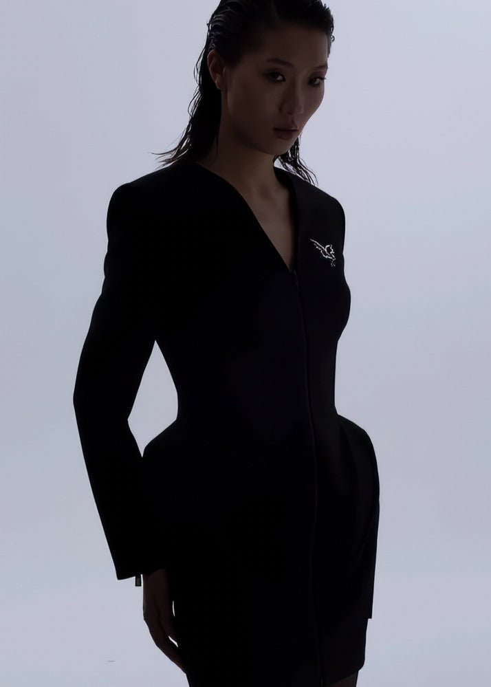 V - neck butterfly sleeve dress - Vera Lumina