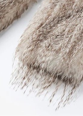 V - Neck faux fur long jacket coat - Vera Lumina