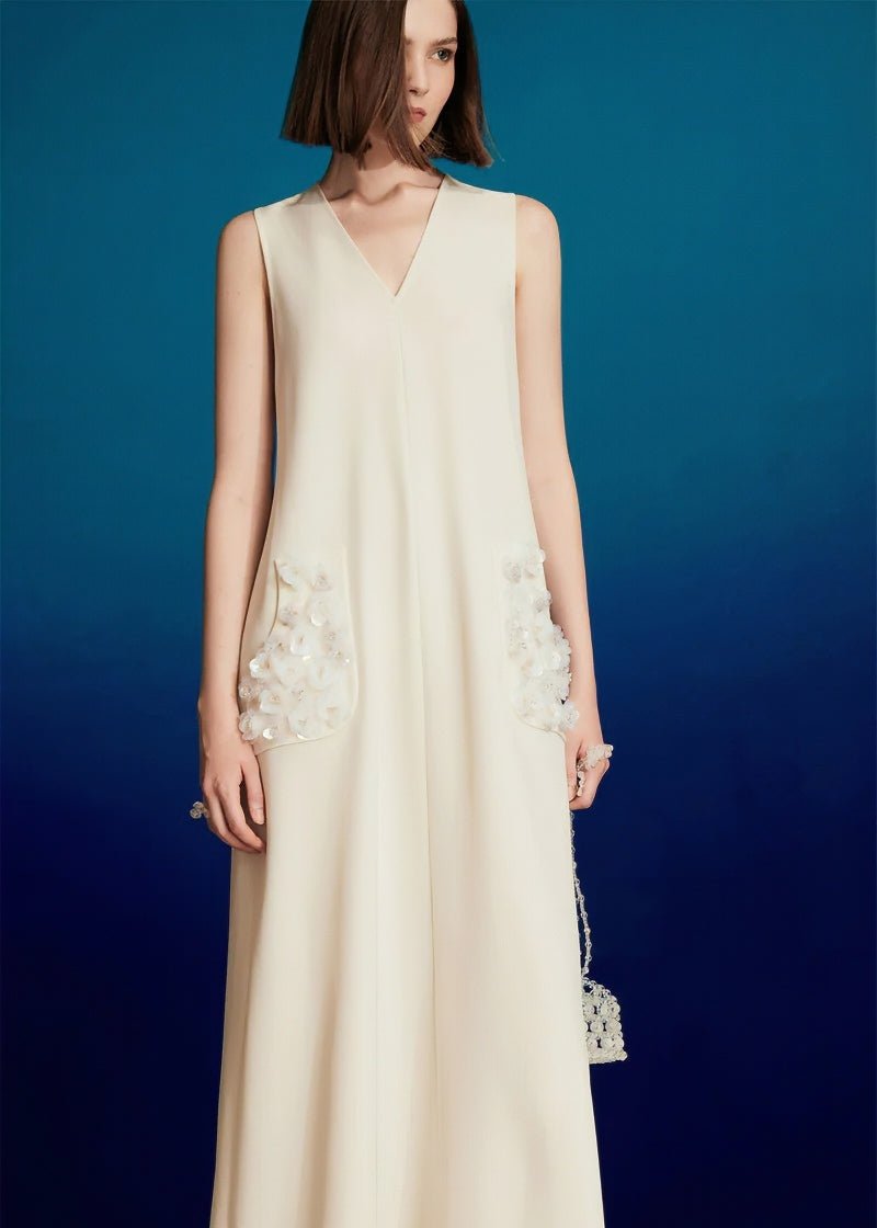 v - neck floral sleeveless dress - Vera Lumina