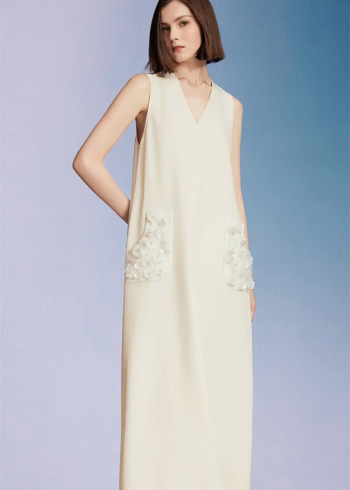 v - neck floral sleeveless dress - Vera Lumina