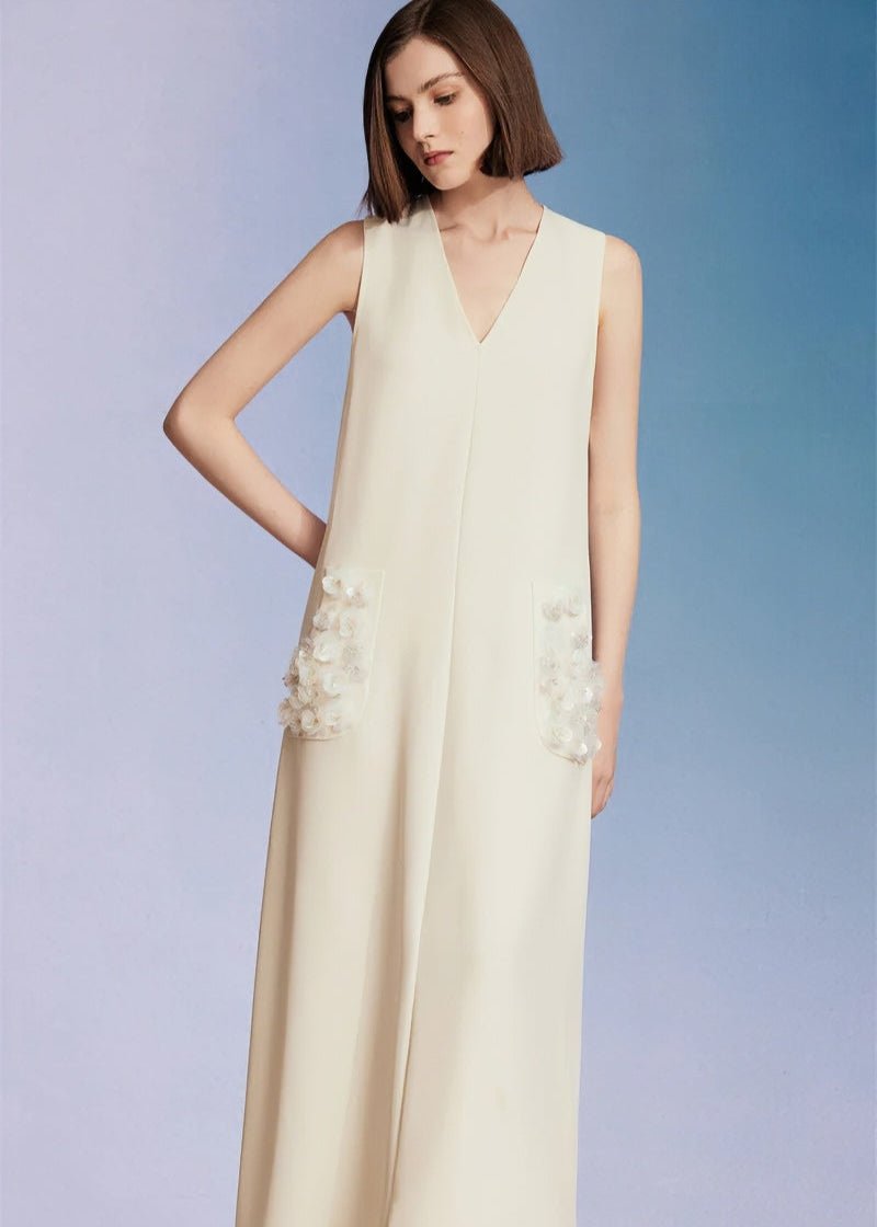 v - neck floral sleeveless dress - Vera Lumina