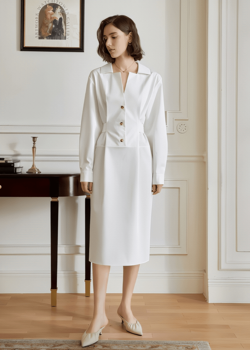 V - neck long sleeves dress - Vera Lumina