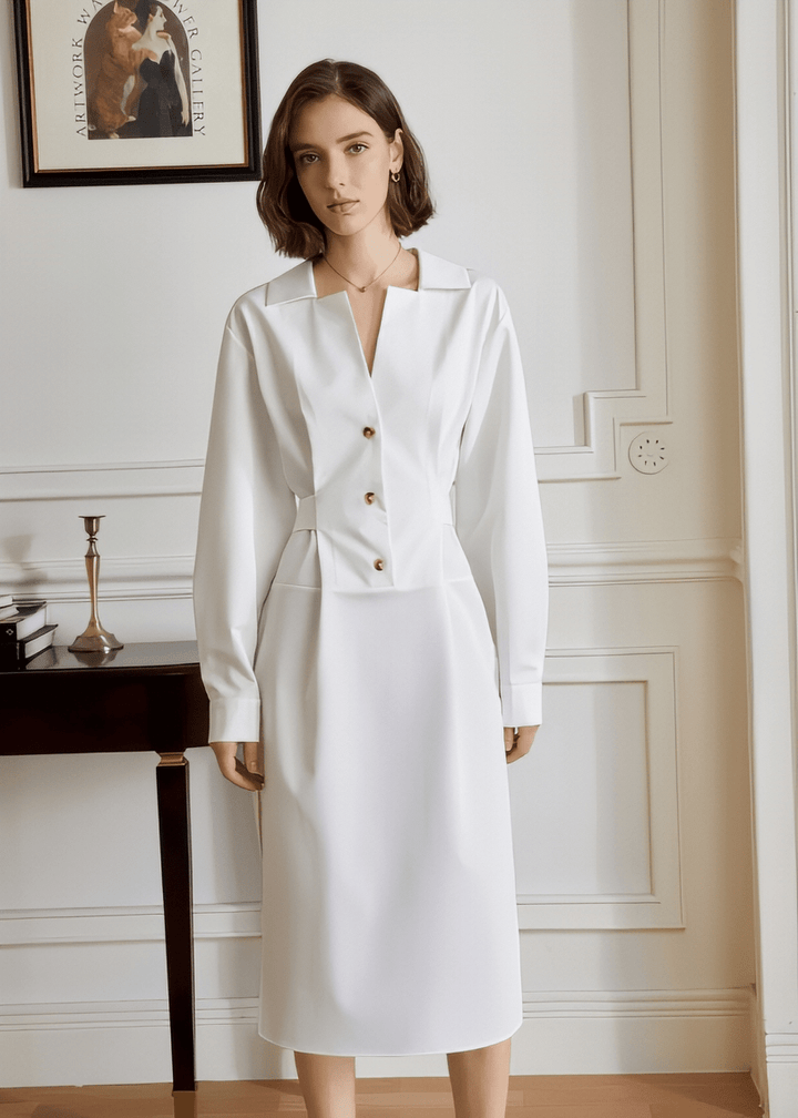 V - neck long sleeves dress - Vera Lumina
