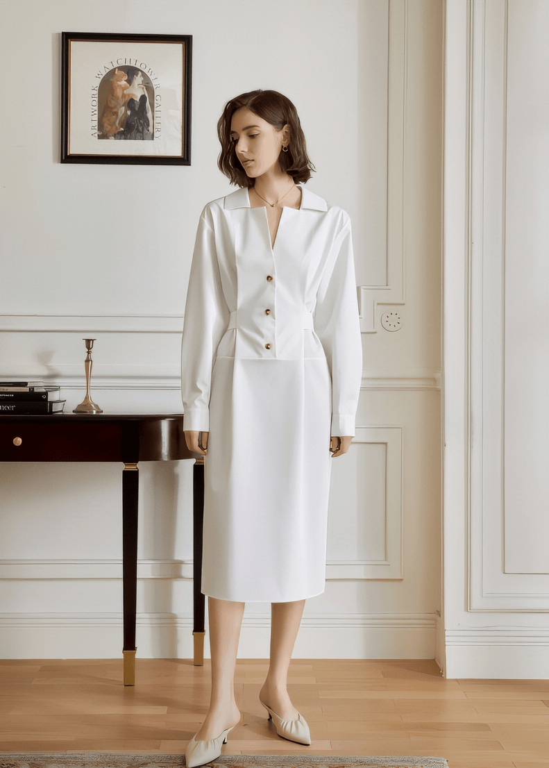 V - neck long sleeves dress - Vera Lumina