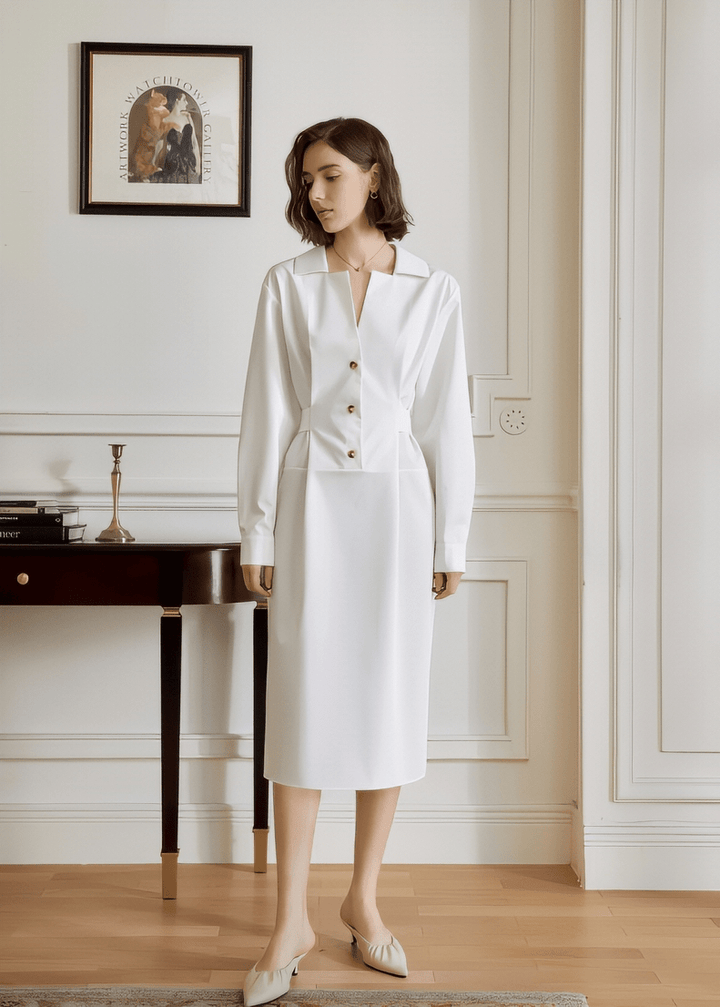 V - neck long sleeves dress - Vera Lumina