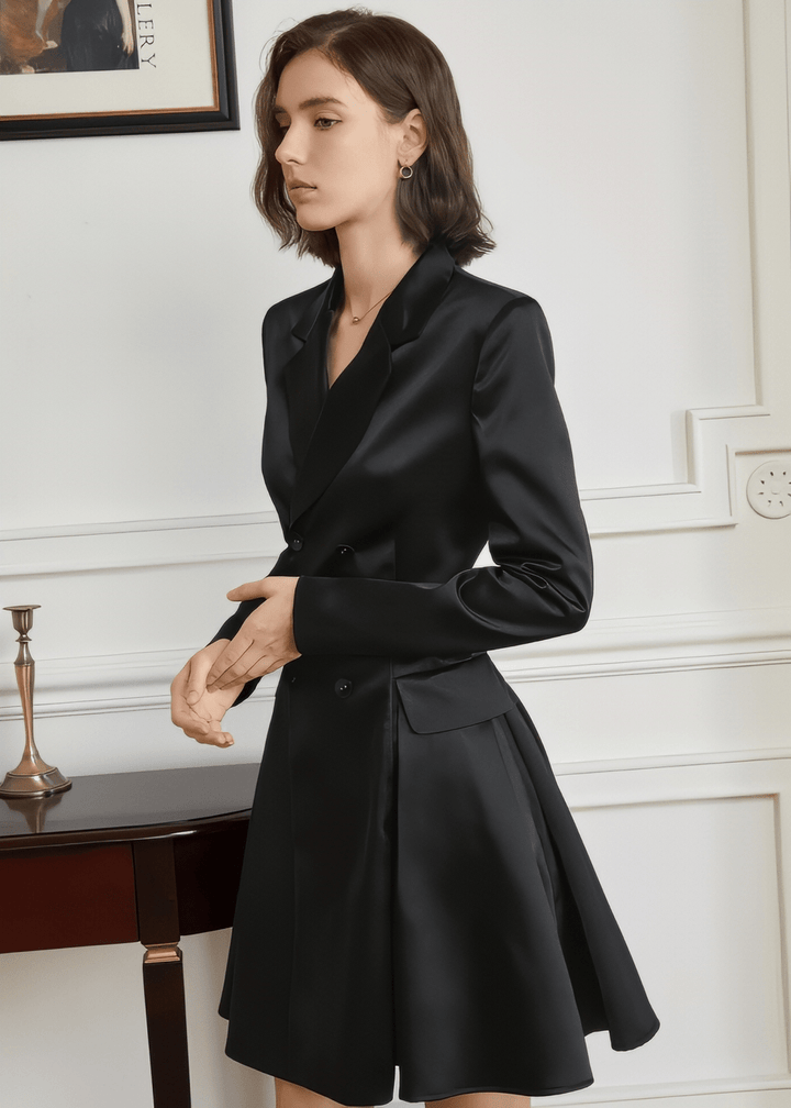 V - neck short drape dress - Vera Lumina