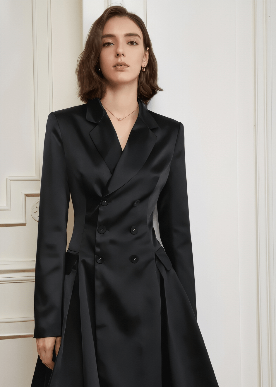 V - neck short drape dress - Vera Lumina