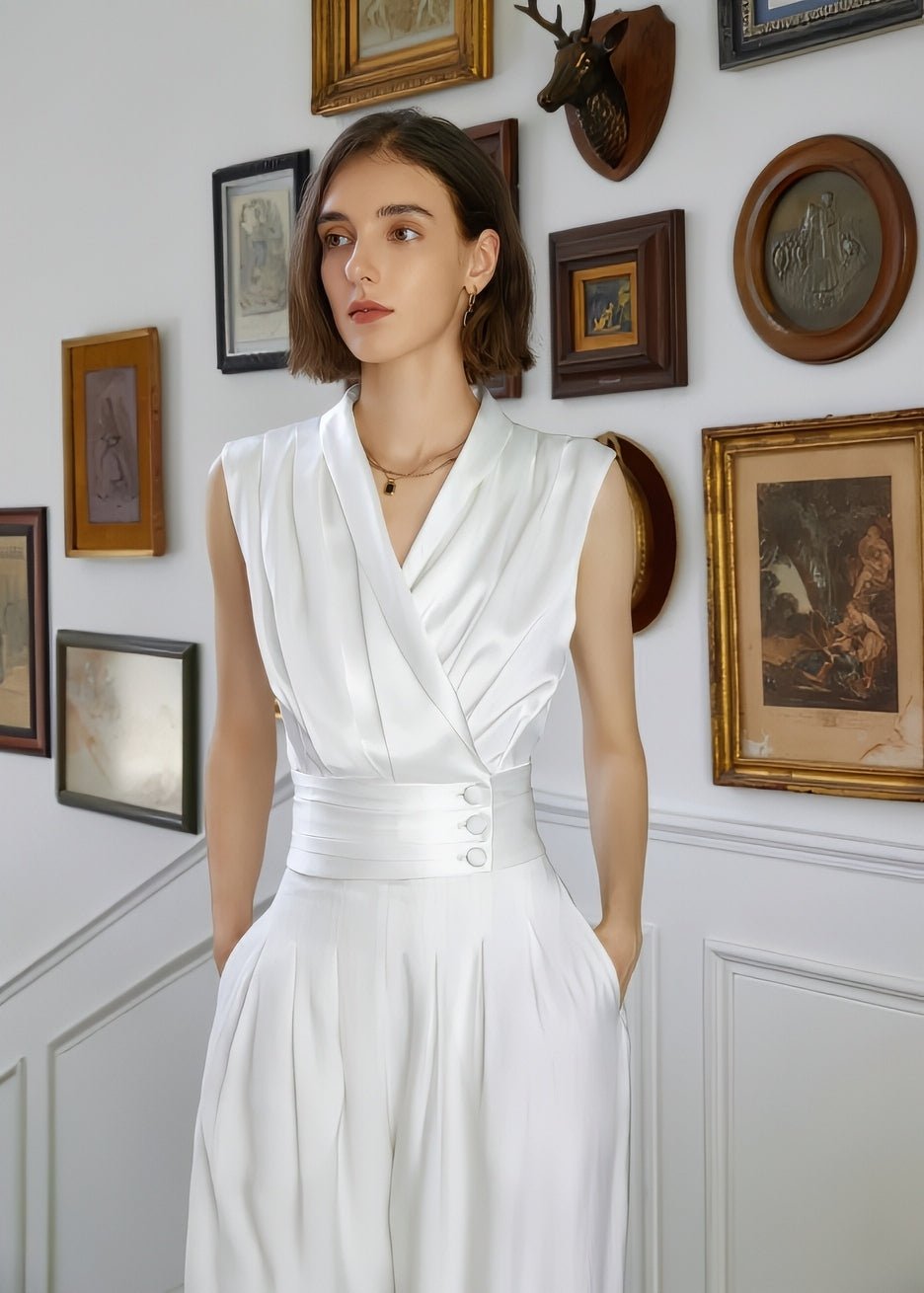 V - neck sleeveless slim tops - Vera Lumina
