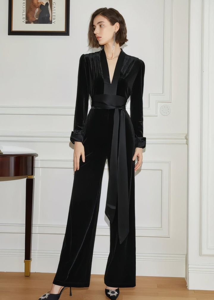 velvet drape waist jumpsuit - Vera Lumina