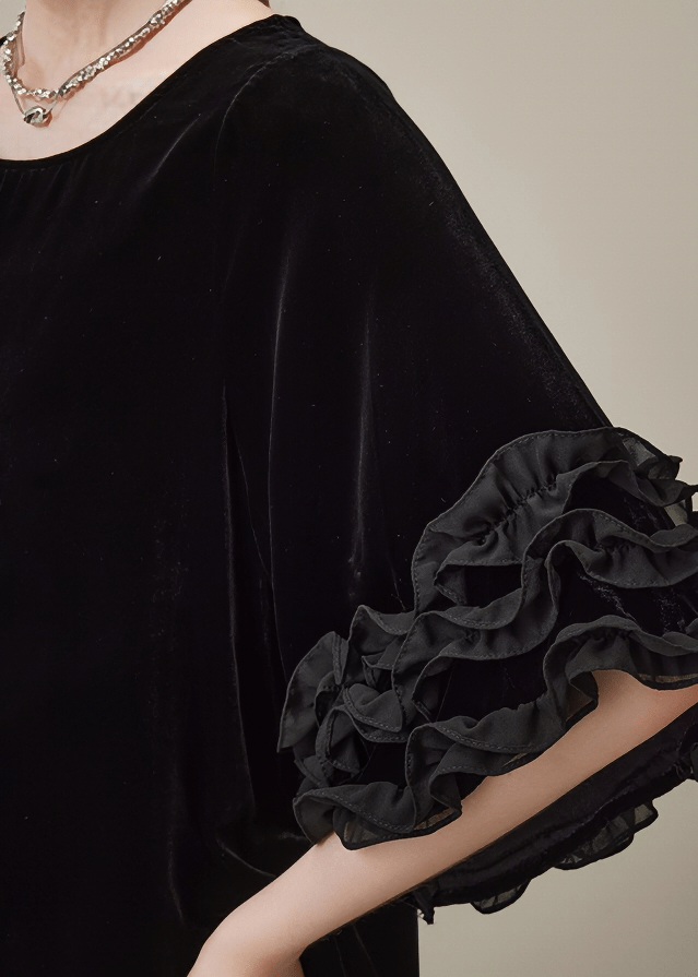 VELVET SCULPTURE SLEEVE DRESS - Vera Lumina