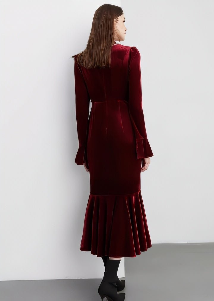 Velvet Wrap Mermaid Dress - Vera Lumina