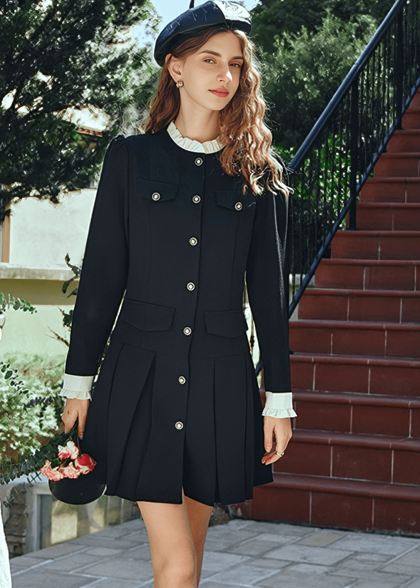 VICTORIAN COLLAR BUTTON - FRONT DRESS - Vera Lumina