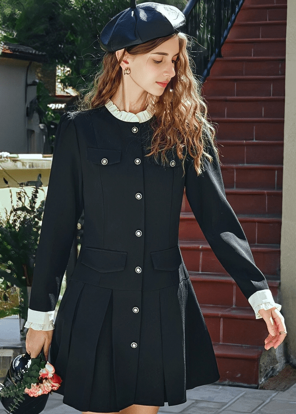 VICTORIAN COLLAR BUTTON - FRONT DRESS - Vera Lumina