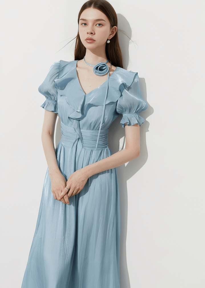 VICTORIAN RUFFLE MAXI DRESS - Vera Lumina
