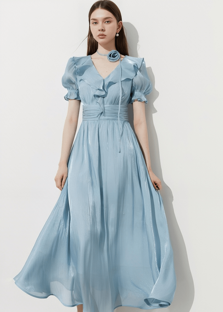 VICTORIAN RUFFLE MAXI DRESS - Vera Lumina