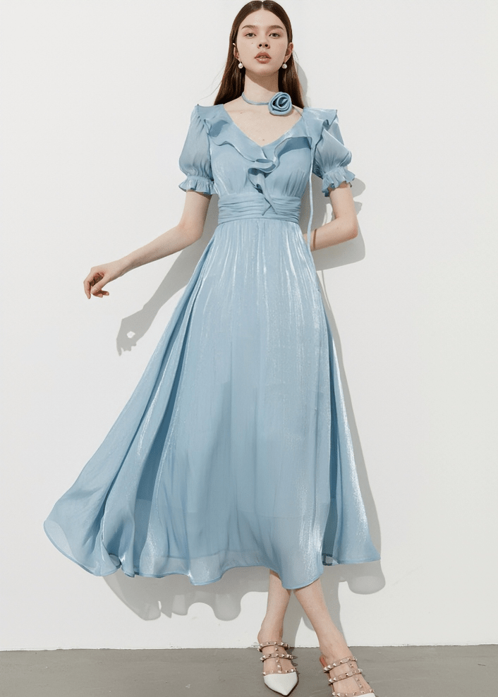 VICTORIAN RUFFLE MAXI DRESS - Vera Lumina