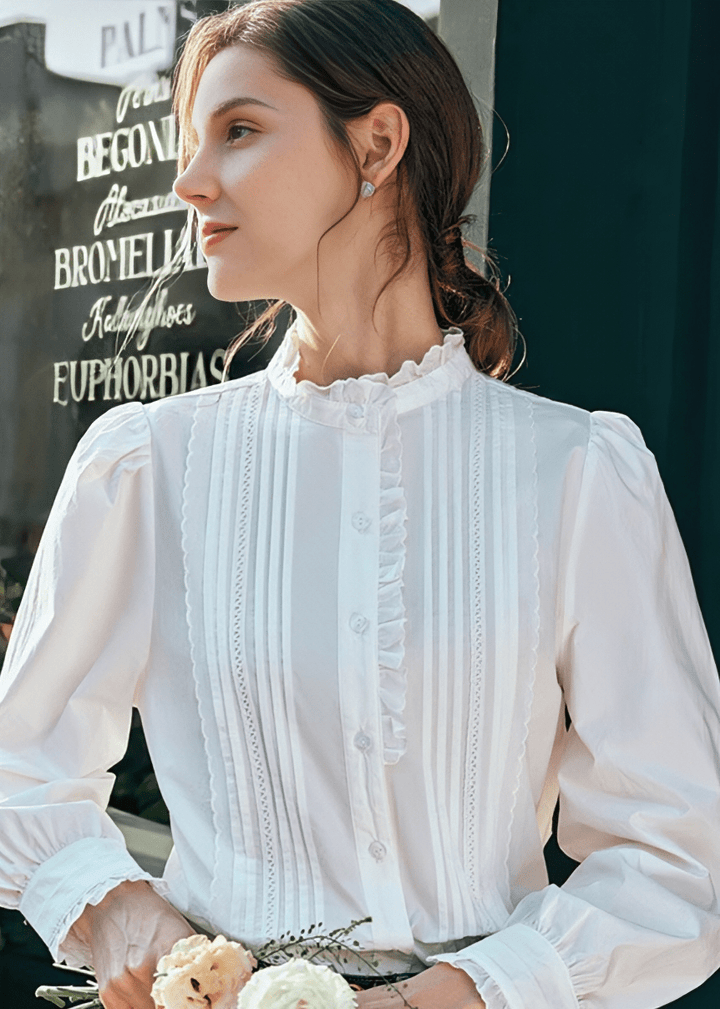 VICTORIAN RUFFLE PINTUCK BLOUSE - Vera Lumina