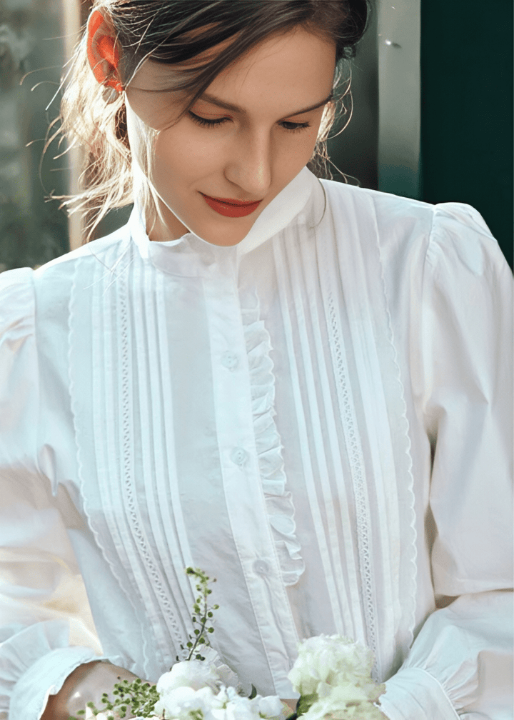 VICTORIAN RUFFLE PINTUCK BLOUSE - Vera Lumina