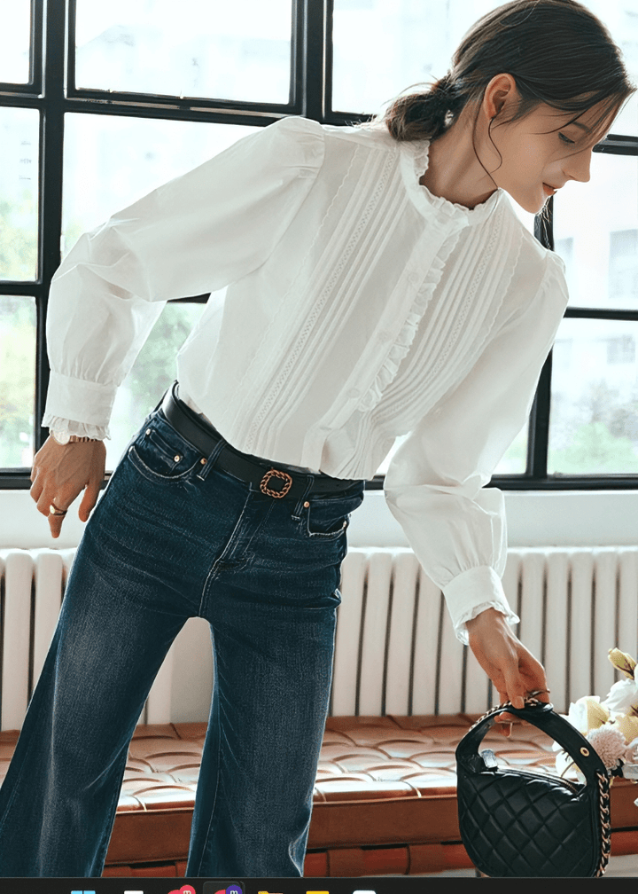 VICTORIAN RUFFLE PINTUCK BLOUSE - Vera Lumina