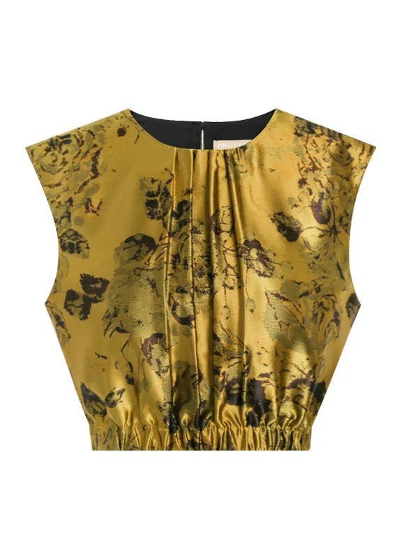 Vintage gold jacquard sleeveless top & maxi skirt - Vera Lumina