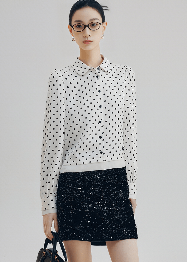 VINTAGE POLKA DOT OVERSIZED BLOUSE - Vera Lumina