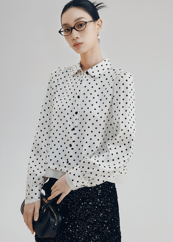VINTAGE POLKA DOT OVERSIZED BLOUSE - Vera Lumina